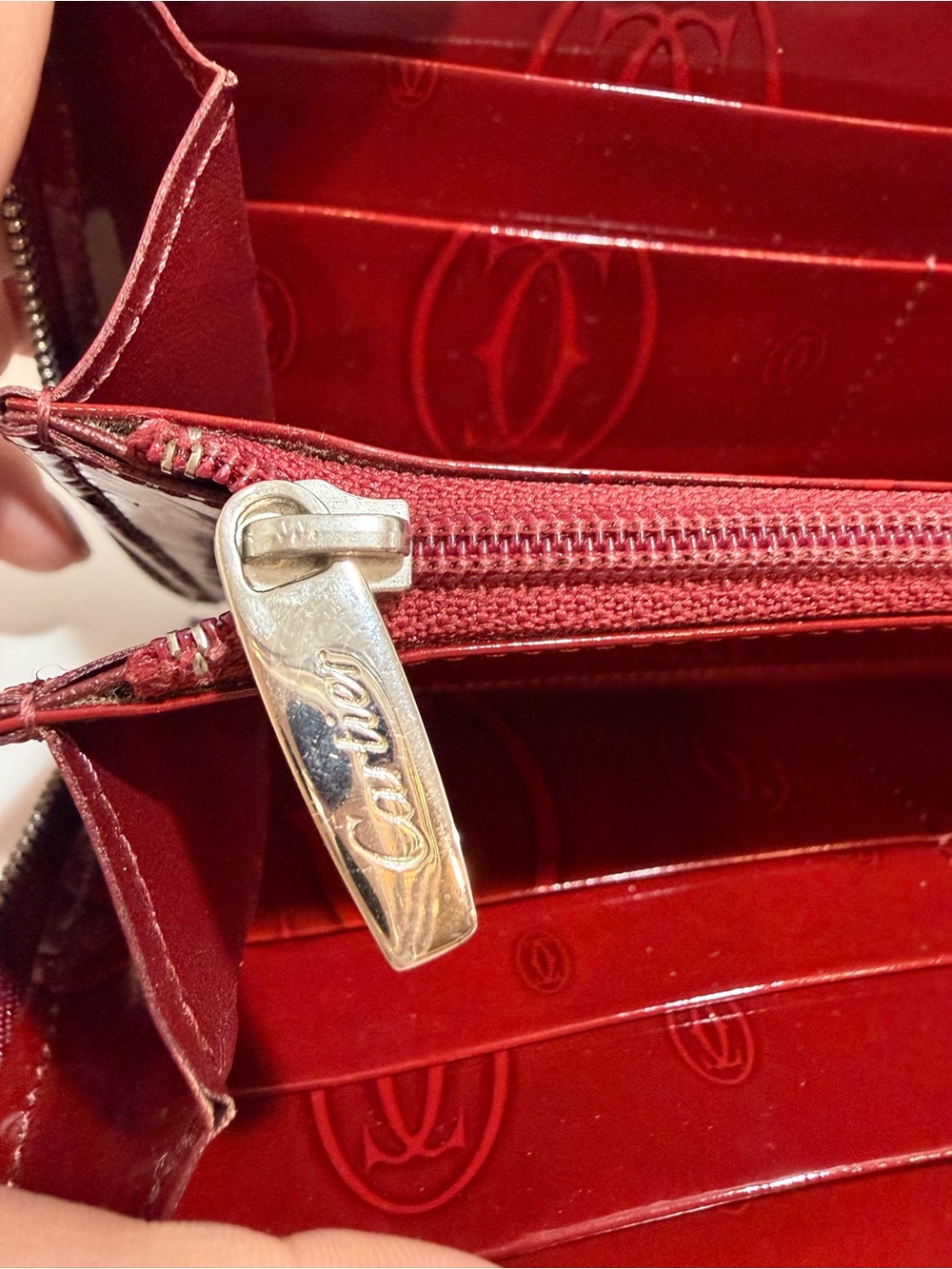 Cartier Birthday Red Patent Leather Zip Wallet - Picture 7 of 11
